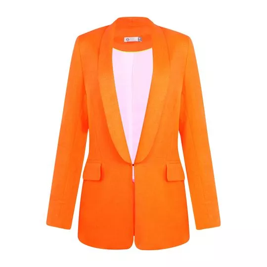 Blazer Em Linho Com Recortes- Laranja