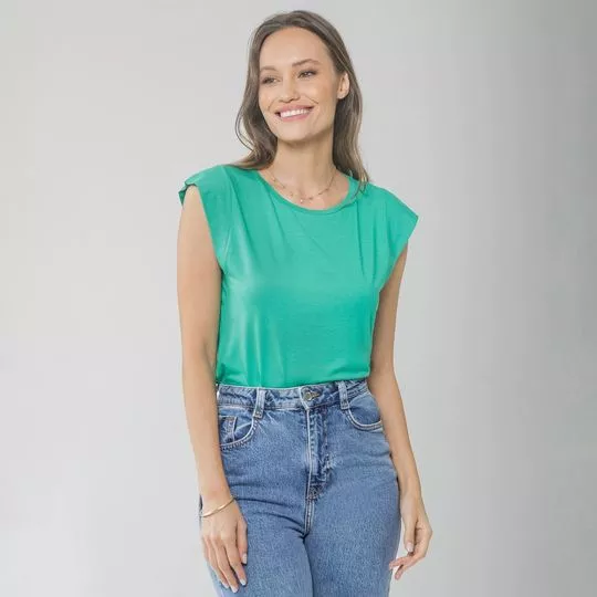 Blusa Com Recortes- Verde Água