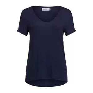 Blusa Em Linho Básica<BR>- Azul Marinho