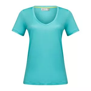 Blusa Com Recortes<BR>- Azul Turquesa