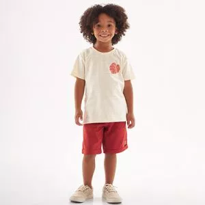 Camiseta Folhagens<BR>- Off White & Coral<BR>- Up Baby<BR>- Up Baby