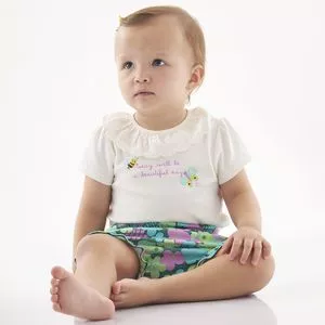 Conjunto De Body & Short<BR>- Branco & Verde<BR>- Up Baby<BR>- Up Baby