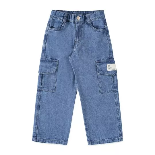 Calça Jeans Cargo- Azul