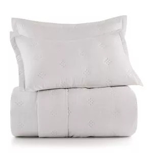 Conjunto De Colcha Ultrawave Anarruga Queen Size<BR>- Off White<BR>- 3Pçs