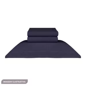 Jogo De Cama Day By Day King Size<BR>- Azul Marinho<BR>- 4Pçs