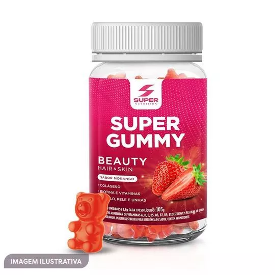 Super Gummy Beauty Hair & Skin- Morango- 30 Gomas- Desinchá