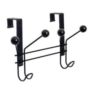 Cabide Com 2 Ganchos<BR>- Preto<BR>- 26,5x17x8cm<BR>- Metaltru