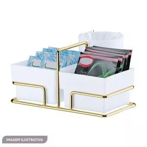 Organizador Para Sachês<BR>- Dourado & Branco<BR>- 7,5x15x14cm<BR>- Future