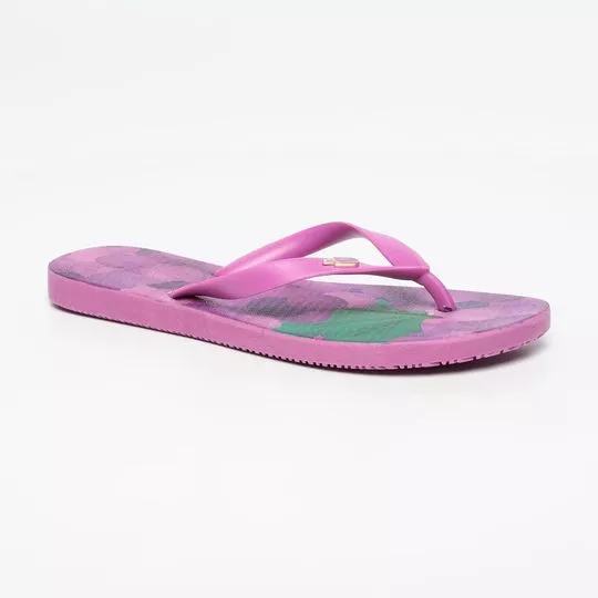 Chinelo Com Tag- Roxo & Verde- Arezzo & Co.