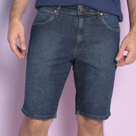 Bermuda Jeans Estonada- Azul Escuro- Wrangler