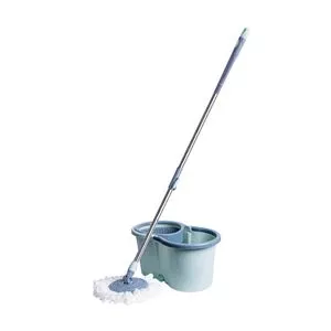 Limpador Multiuso Giratório Com Balde & Refil<BR>- Inox & Azul Claro<BR>- 13L<BR>- Lyor