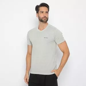 Camiseta Estonada Com Inscrição<BR>- Cinza Claro