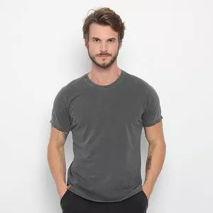 Camiseta Lisa Estonada<BR>- Cinza Escuro