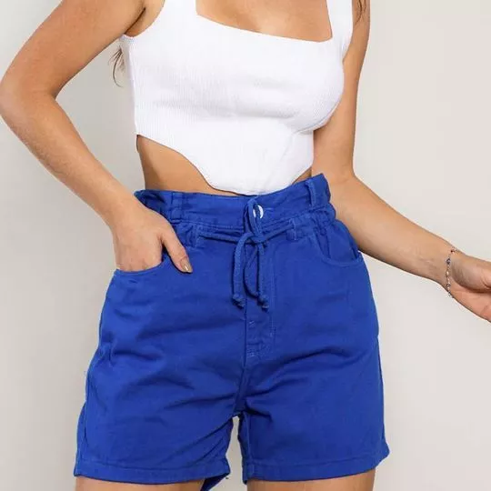 Short Com Recortes- Azul