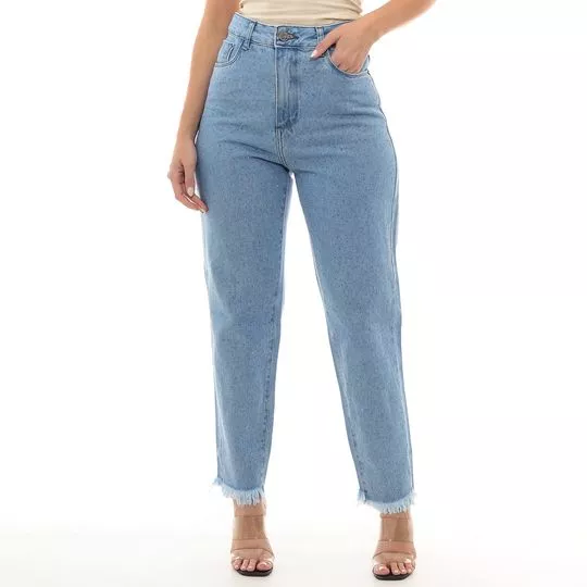 Calça Jeans Mom Com Bolsos- Azul Claro