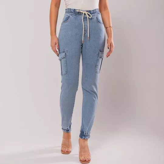 Calça Jeans Jogger- Azul Claro