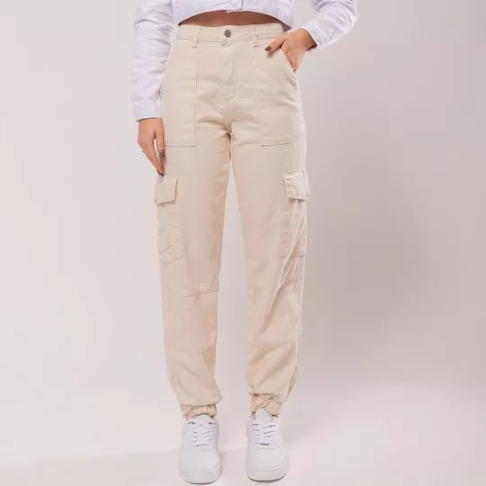 Calça Jogger Com Bolsos- Off White