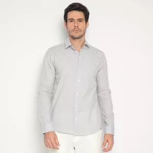 Camisa Listrada<BR>- Cinza Claro