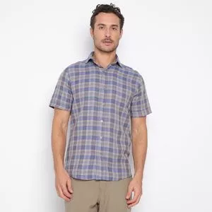 Camisa Xadrez<BR>- Azul & Cinza Escuro