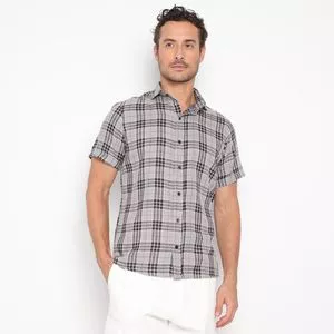 Camisa Xadrez<BR>- Cinza & Preta