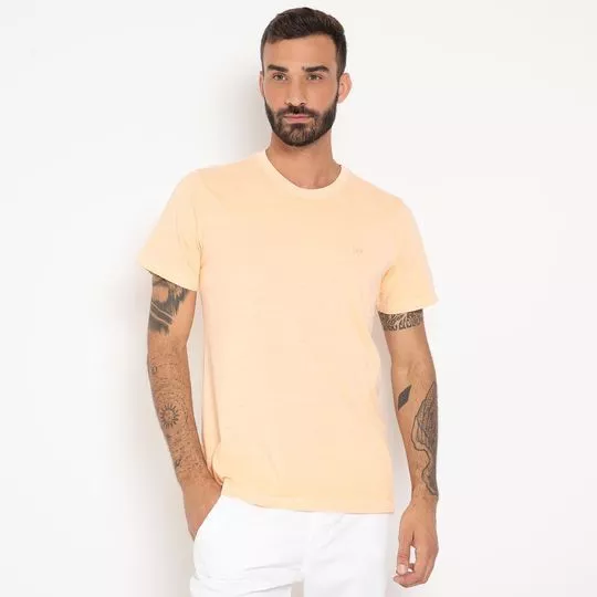 Camiseta Com Bordado- Salmão