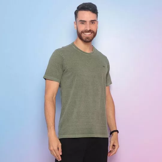 Camiseta Com Tag- Verde Militar