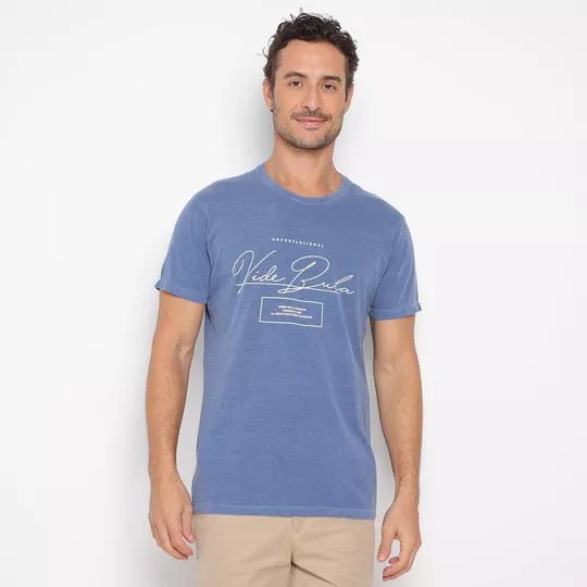 Camiseta Estonada- Azul Marinho & Branca