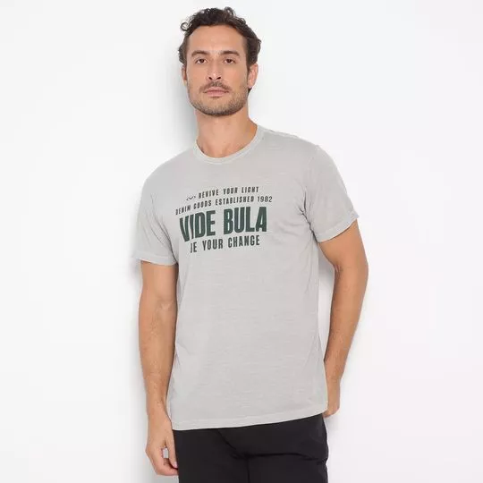 Camiseta Vide Bula®- Cinza Claro & Verde Escuro