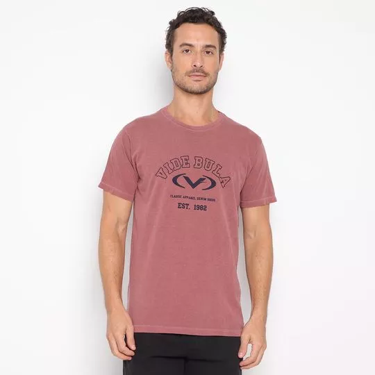 Camiseta Com Inscrições- Vinho & Branca