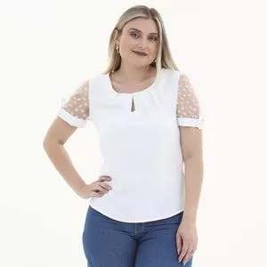 Blusa Com Recortes<BR>- Branca<BR>- By Unna