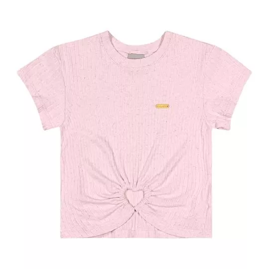 Blusa Canelada Coração- Rosa Claro