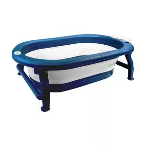 Banheira Portátil Dobrável Coroa<BR>- Azul Escuro & Branca<BR>- 19x78x52cm<BR>- Clingo