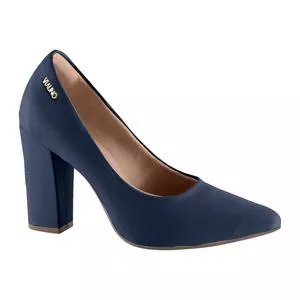 Scarpin Em Couro<BR>- Azul Marinho