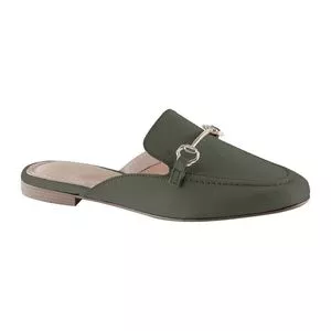 Mule Em Couro<BR>- Verde Militar