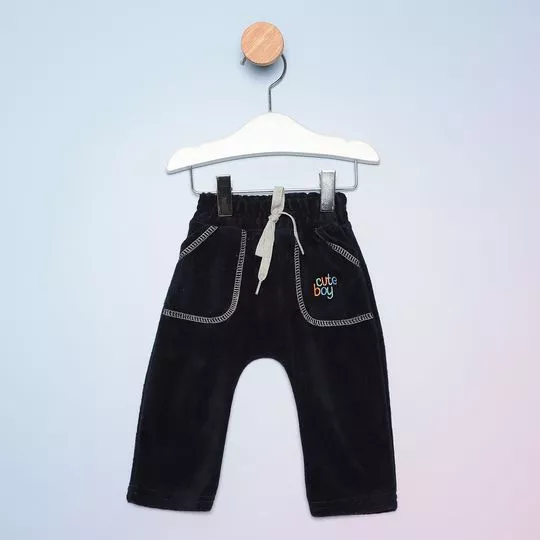 Calça Reta Infantil Com Recortes- Azul Marinho- Ralakids