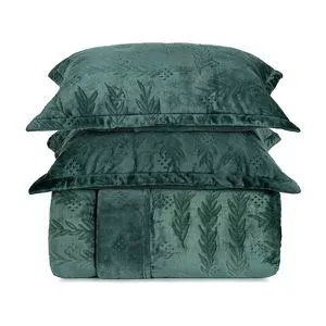 Conjunto De Colcha Blend Elegance Clássica King Size<BR>-  Verde Escuro<BR>-  3Pçs<BR>- Altenburg