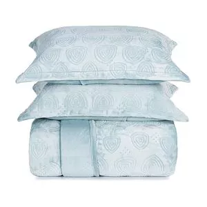 Conjunto De Colcha Blend Elegance Clássica King Size<BR>- Azul Claro<BR>- 3Pçs