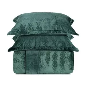 Conjunto De Cobertor Blend Elegance Super King Size<BR>- Verde Escuro<BR>- 3Pçs<BR>- Altenburg