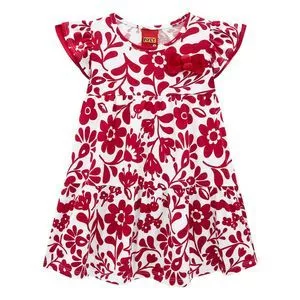 Vestido Floral<BR>- Branco & Vermelho<BR>- Kyly