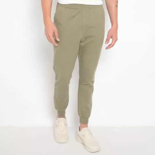 Calça Jogger Com Bolsos- Verde Militar- Enfim