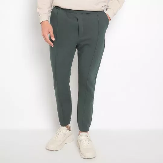 Calça Jogger Com Bolsos- Verde Escuro- Enfim