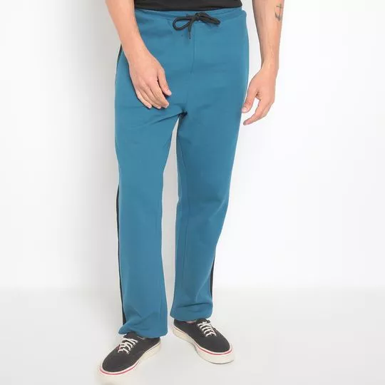 Calça Reta Com Bolsos- Azul Escuro- Enfim