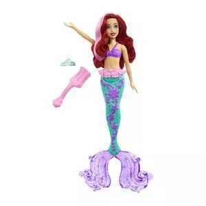 Boneca Disney® Princesa Ariel Cabelo Surpresa<BR>- 3Pçs<BR>- Mattel