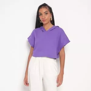 Cropped Em Moletom Com Capuz<BR> - Roxo<BR> - Lança Perfume