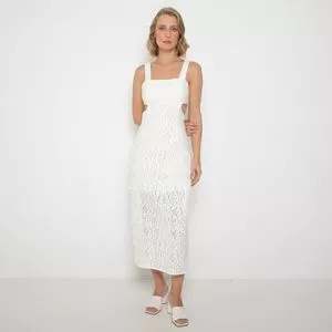 Vestido Midi Em Renda<BR>- Branco<BR>- Animale