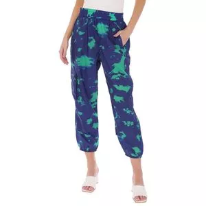 Calça Jogger Abstrata<BR>- Azul Marinho & Verde Água<BR>- Animale