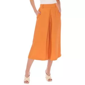 Calça Pantacourt Com Bolsos<BR>- Laranja<BR>- Animale