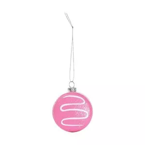 Enfeite Para Pendurar Macaron<BR>- Rosa & Branco<BR>- Ø6cm<BR>- Cromus