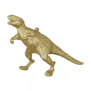 Enfeite Para Pendurar Dinossauro<BR>- Dourado<BR>- 16cm<BR>- Florarte