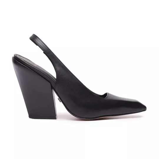 Slingback Liso- Preto- Salto: 11cm- Carrano